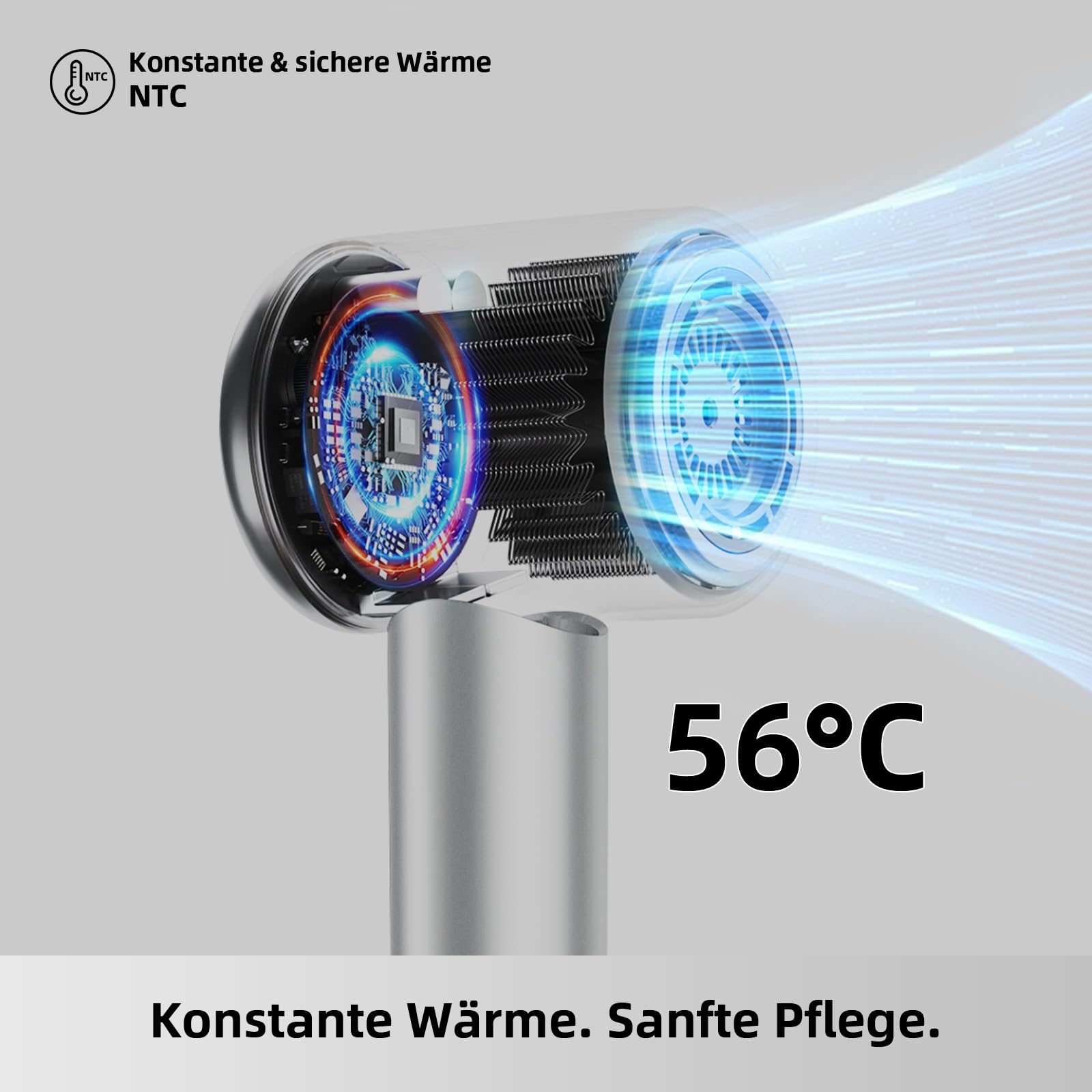Healthkeep Föhn Negativen Ionen mit 2 diffusor, Haartrockner 200-Million-Ionen leise Fön(<78 dB) 1600W von 10.000 U/min Hochgeschwindigkeits Luftkanal, Haar Hair-Dryer Schnelltrocknende,Legierung