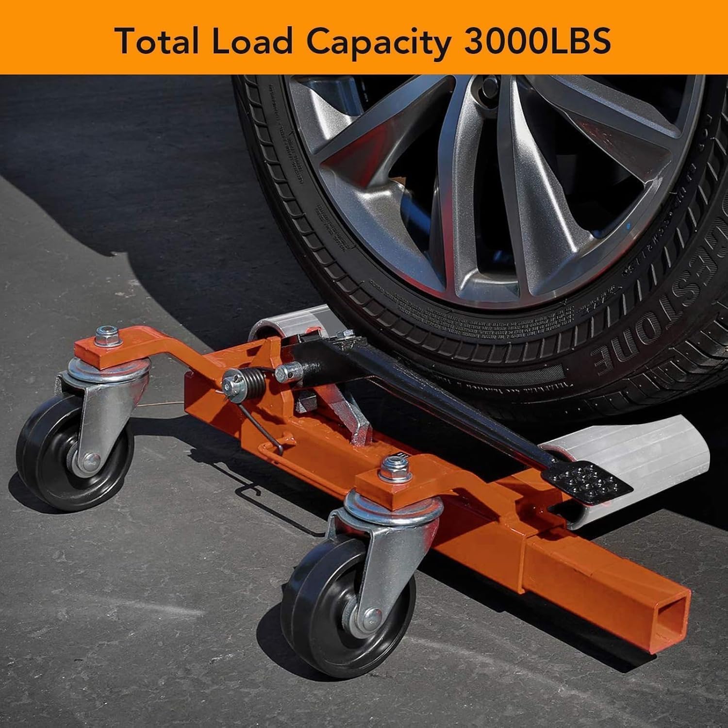 2Pcs Car Wheel Dolly, 3000LBS Capacity Hydraulic Tire Jack Trailer Dolly, 12'' Wheel Vehicle Positioning Jack with Heavy Duty Rollers and Foot Pedal for Auto Repair, Garage, Towing, Orange