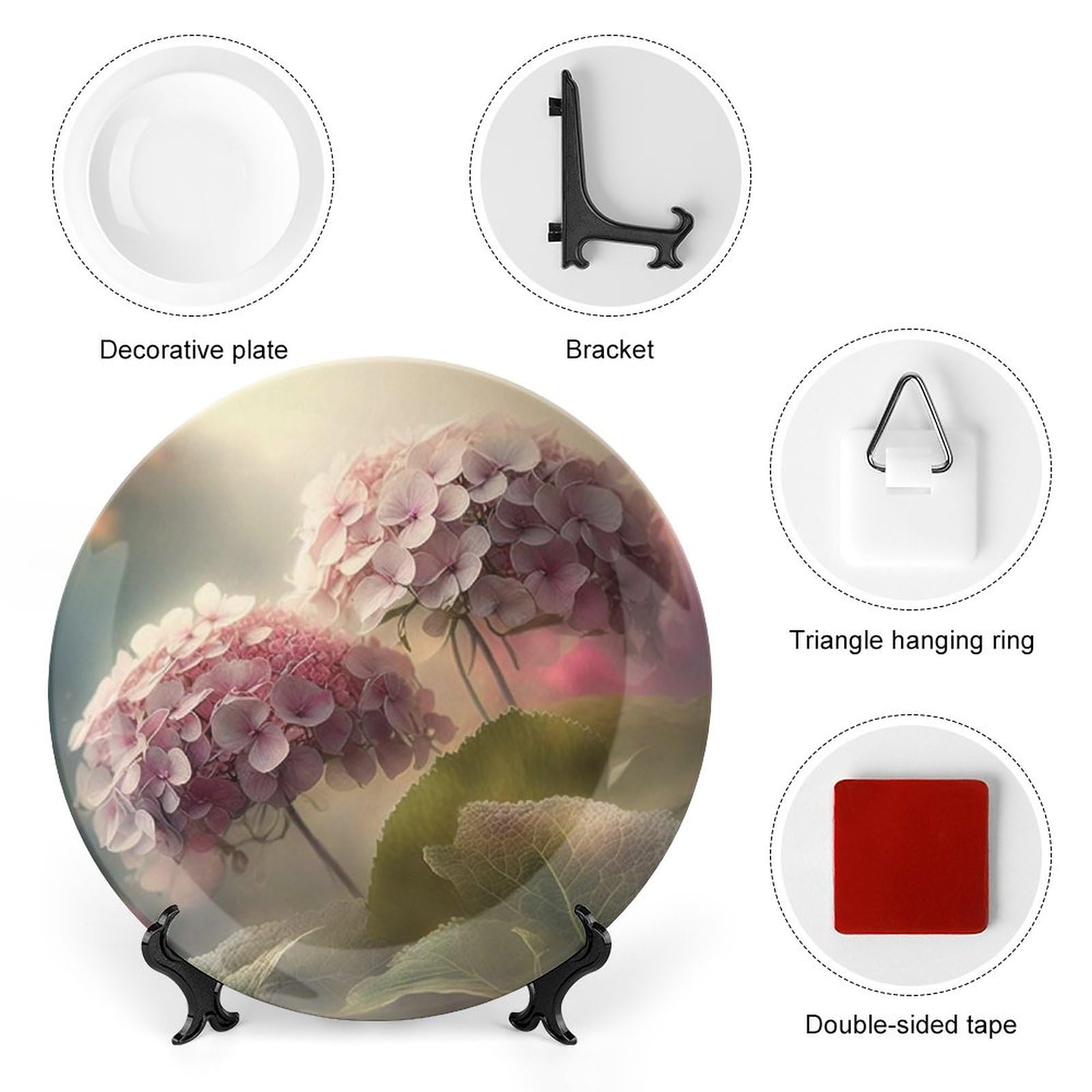 Piatti decorativi in ceramica con ortensia fiore per parete soggiorno sala da pranzo