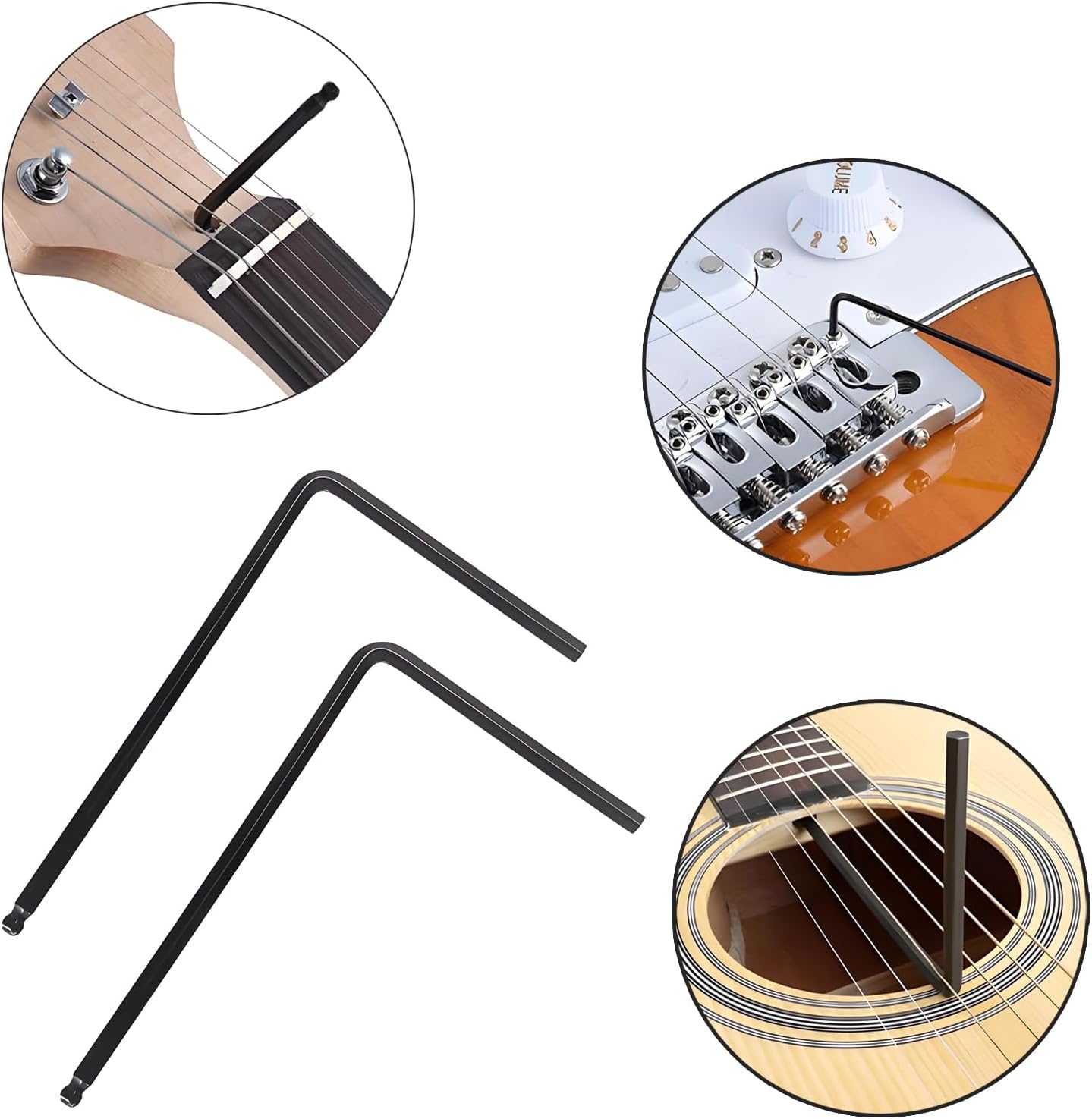 Septe Guitar Truss Rod Wrench, 4mm and 5mm Allen Wrench, Ball Head Allen Wrench for Adjusting Guitar Necks,Guitar Tools Suitable for Acoustic Guitar （Black)