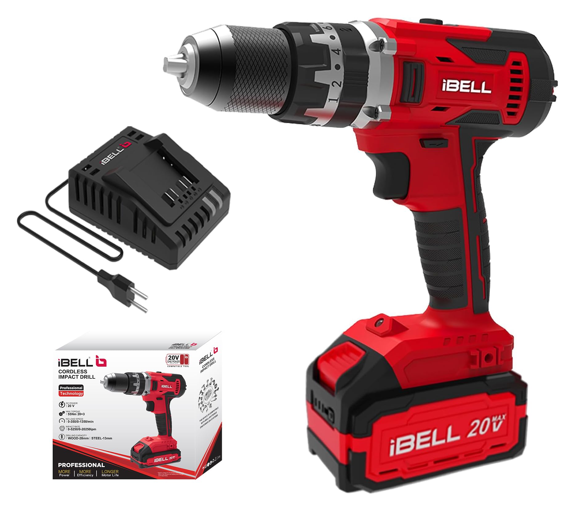 Ibell One Power Series Cordless Impact Drill Cd20 55 20v