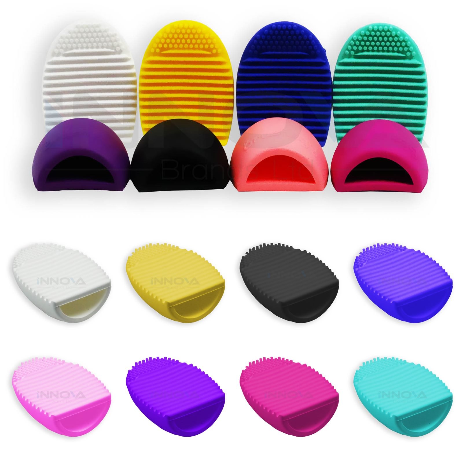 Silicone Make Up Brush Cleaner Glove Face Washer Scrubber Washing Tool Mat B (White)