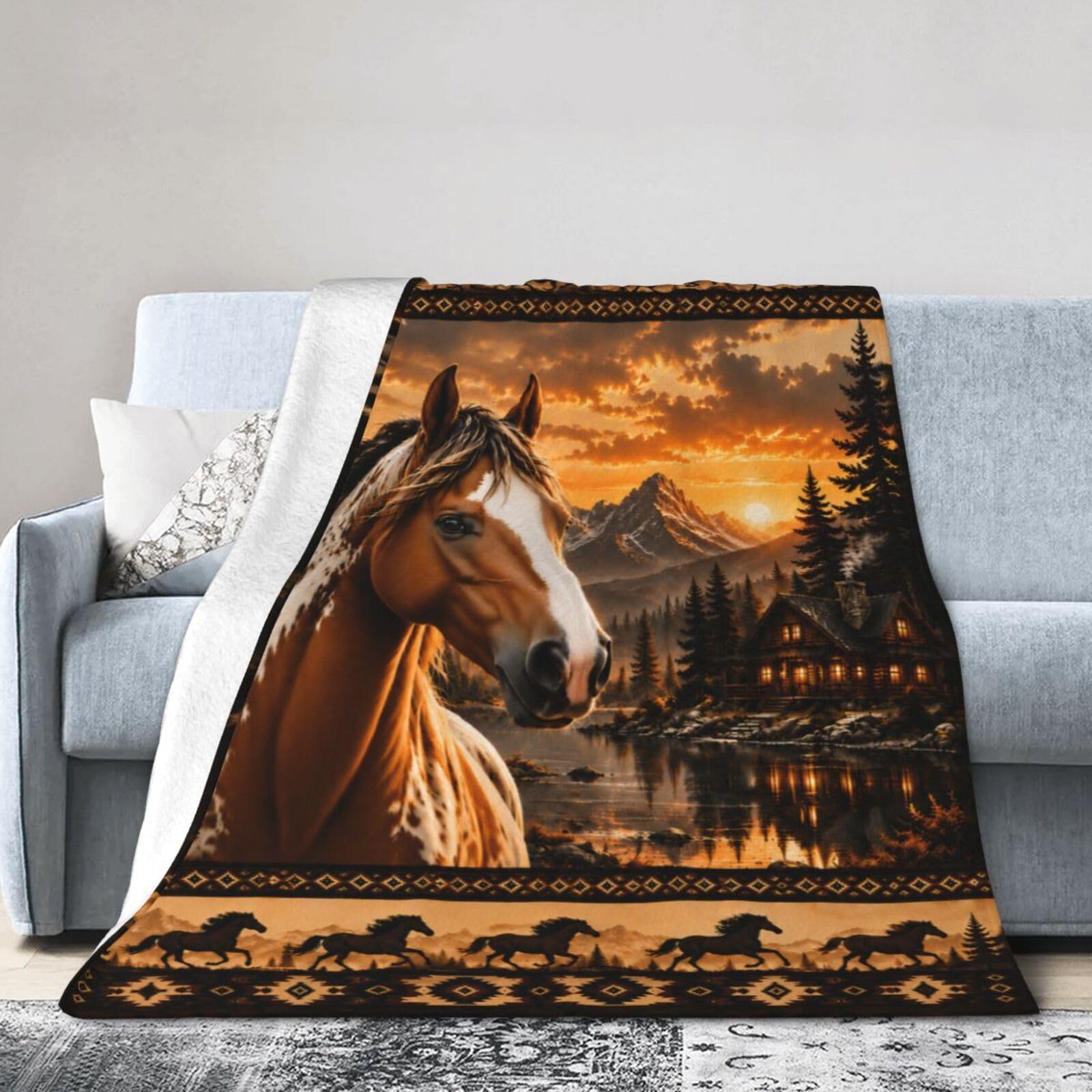 Dynova Horse Cabin Throw Blanket 50"X40"