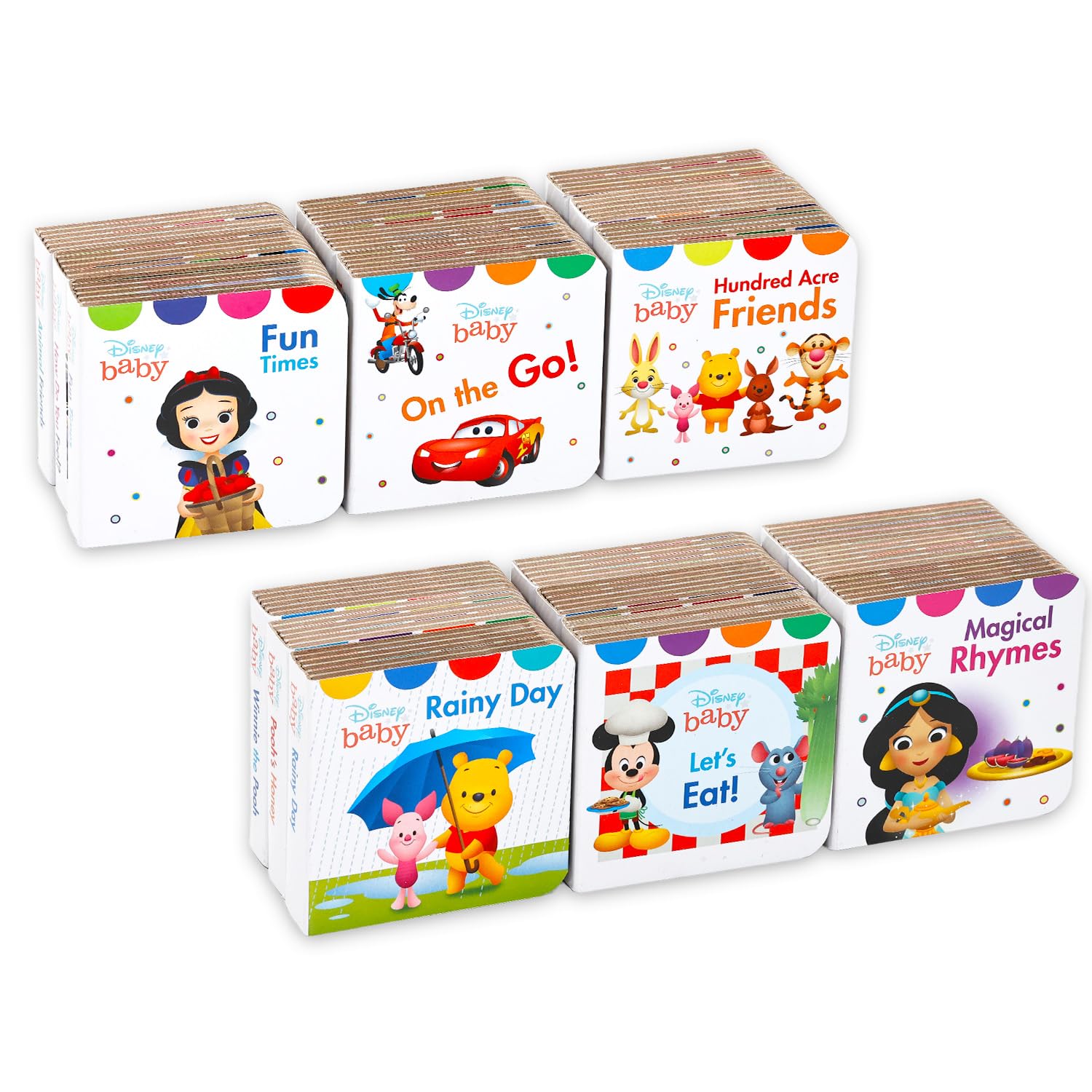 Disney Juego de 24 libros de lujo para bebés – El paquete de aprendizaje temprano para bebés incluye 24 libros Disney Baby Board, calcomanías, más | Libros de lectura de aprendizaje temprano