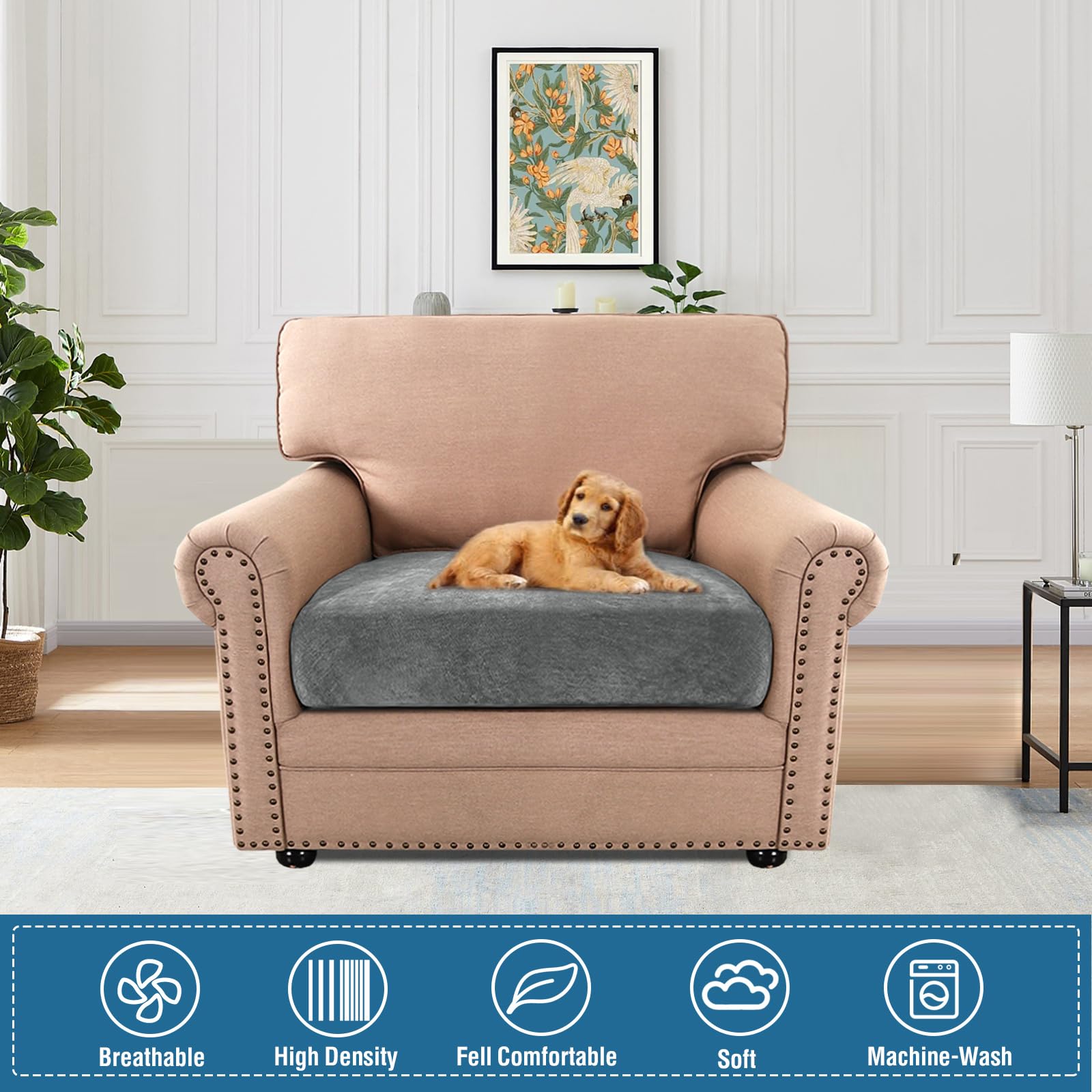 BXFUL Stretch Sofa Seat Cushion Covers, Chenille Sofa Cushion Slipcovers - Image 4