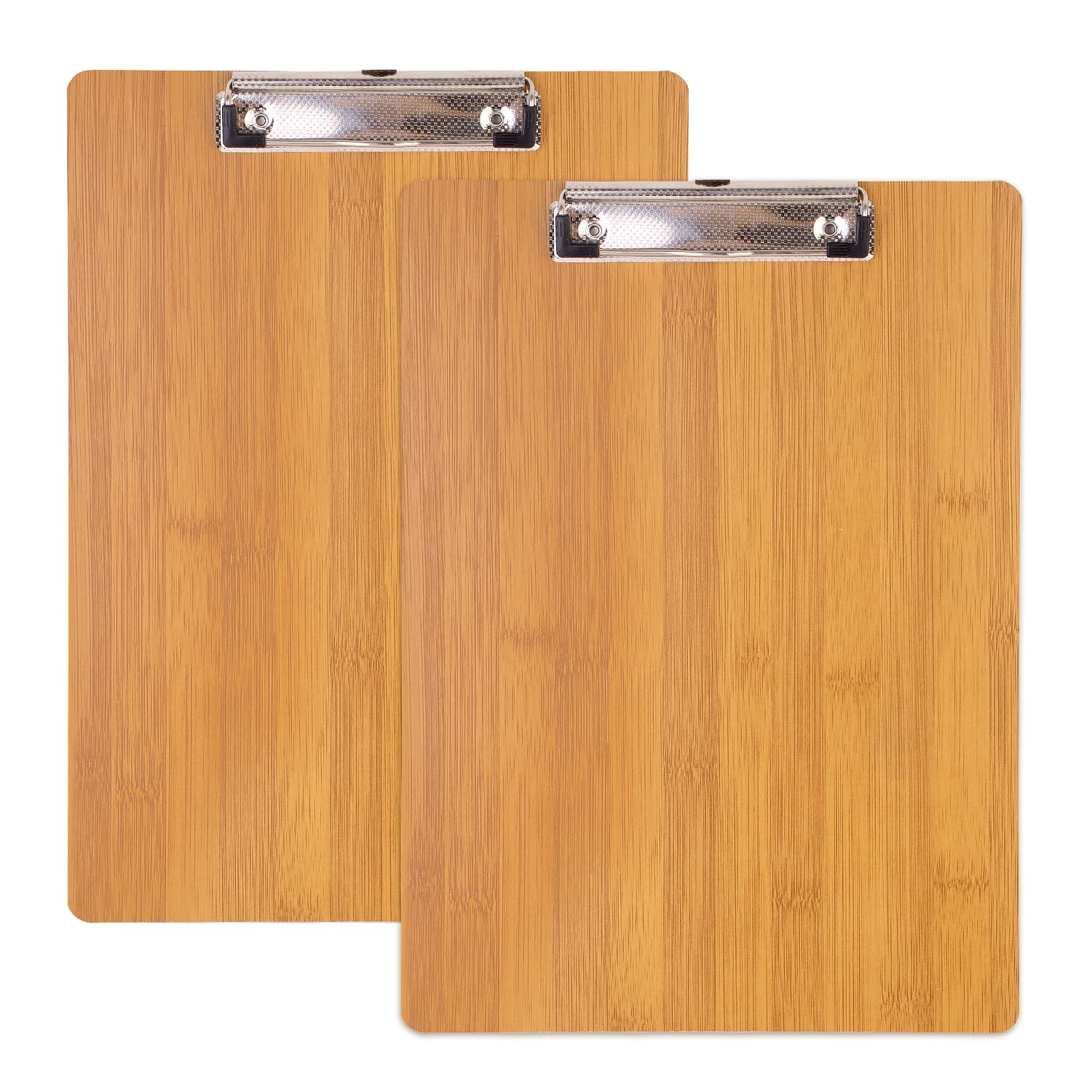 Wood Clipboards Set of 2, Letter Sice Clipboard 8.5x11, 9x12.5" 4.5mm High Density Fiberboard Sturdy and Strong Clip Board, Low Profile Clip for