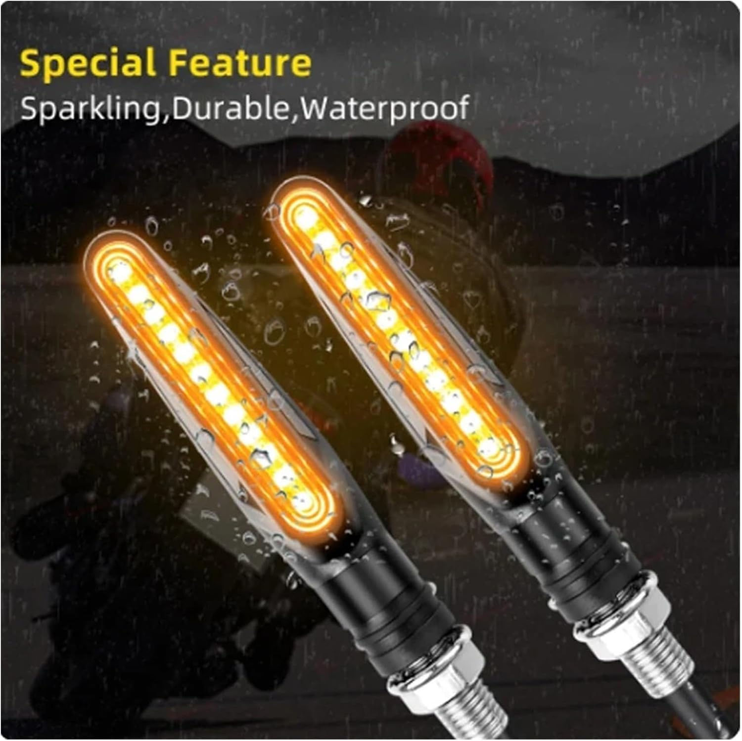 Generic Mini uniwersalne wskaźniki Kierunkowskazy motocyklowe LED, bursztynowe, migające, lampa błyskowa, 12 diod LED, migające światła motocyklowe