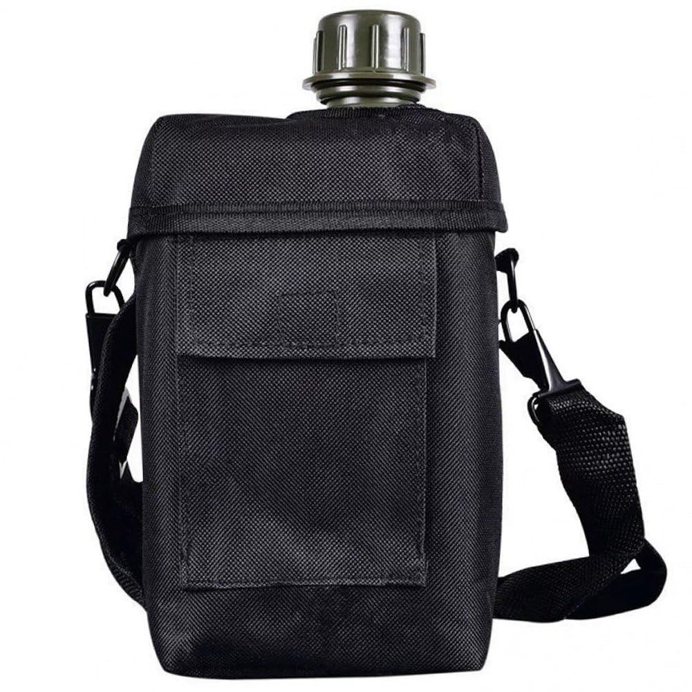 Sanfly Black Camping Water Canteen Portable 2L Flask Military Army Water Kettle Outdoor Camping Hiking Canteen For Outdoor Survival Backpacking