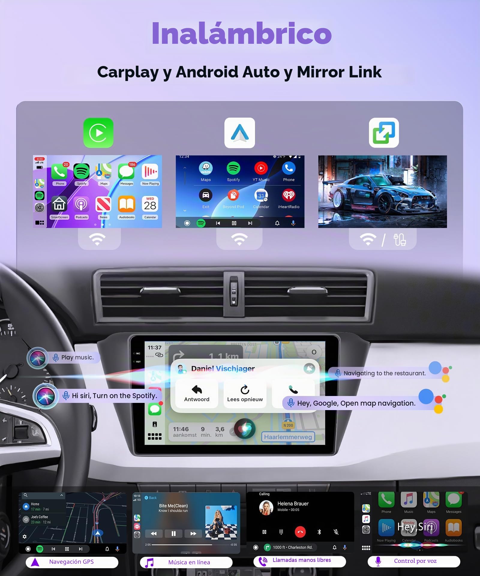 4G+128G Inalámbrico Carplay Android Radio Coche para Skoda Fabia 3 III 2015-2019 9 Pulgadas Incell Pantalla Radio Coche Android Auto GPS Navi WiFi Mirror Link Bluetooth FM/RDS EQ/SWC Cámara Trasera