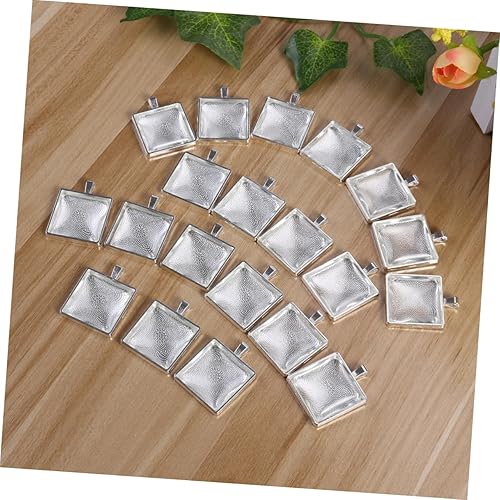 Miniatura 3 de EXCEART 40 juegos colgantes colgantes cuadrados bisel colgante bandejas colgantes artesanía colgantes aleación cúpula Accesorios