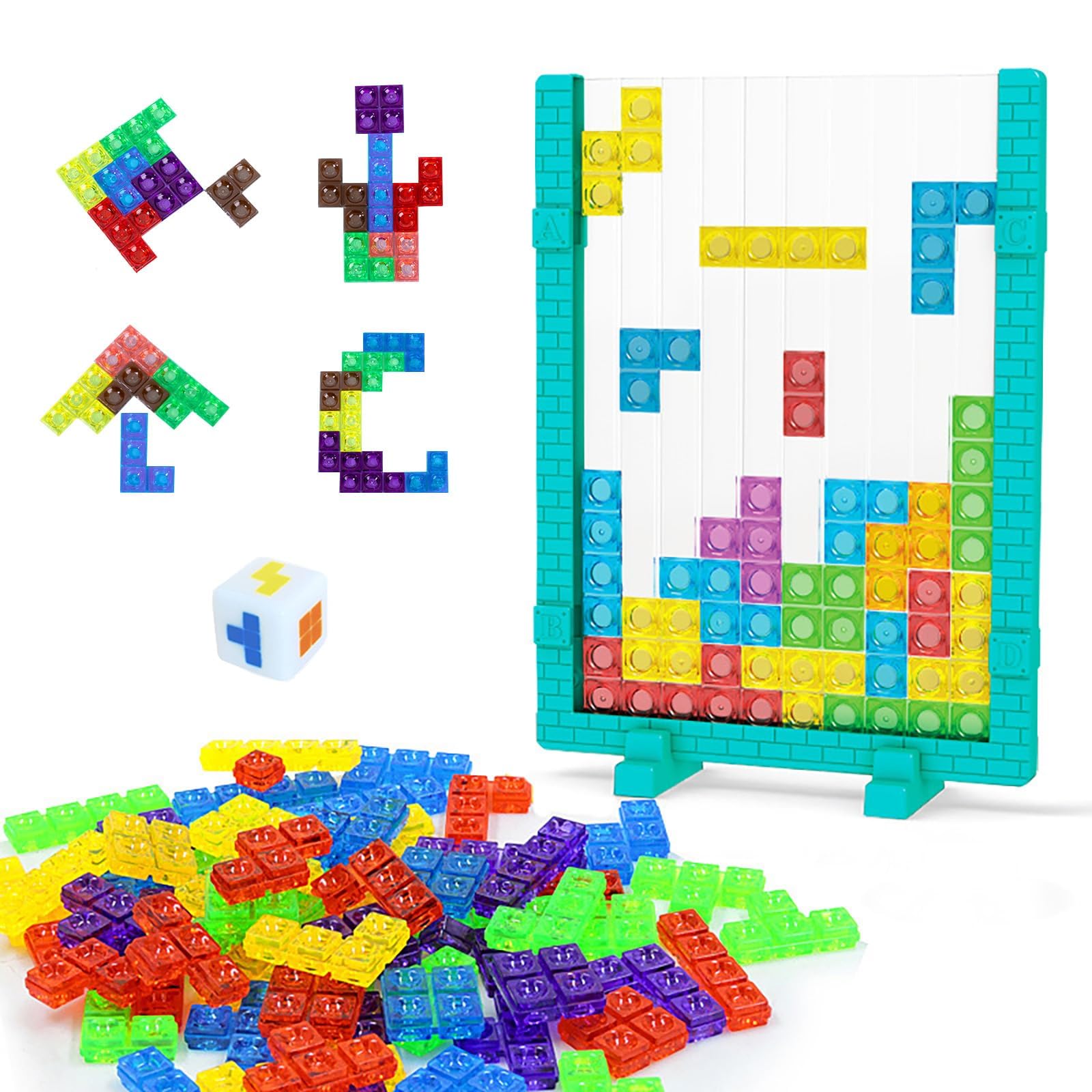 Azonee 3D Russian Blocks Puzzle Game, Transparent Brain Teaser Toys, Vertical Board Puzzle Game, Educational Toys Gift for Boys and Girls Ages 7-14