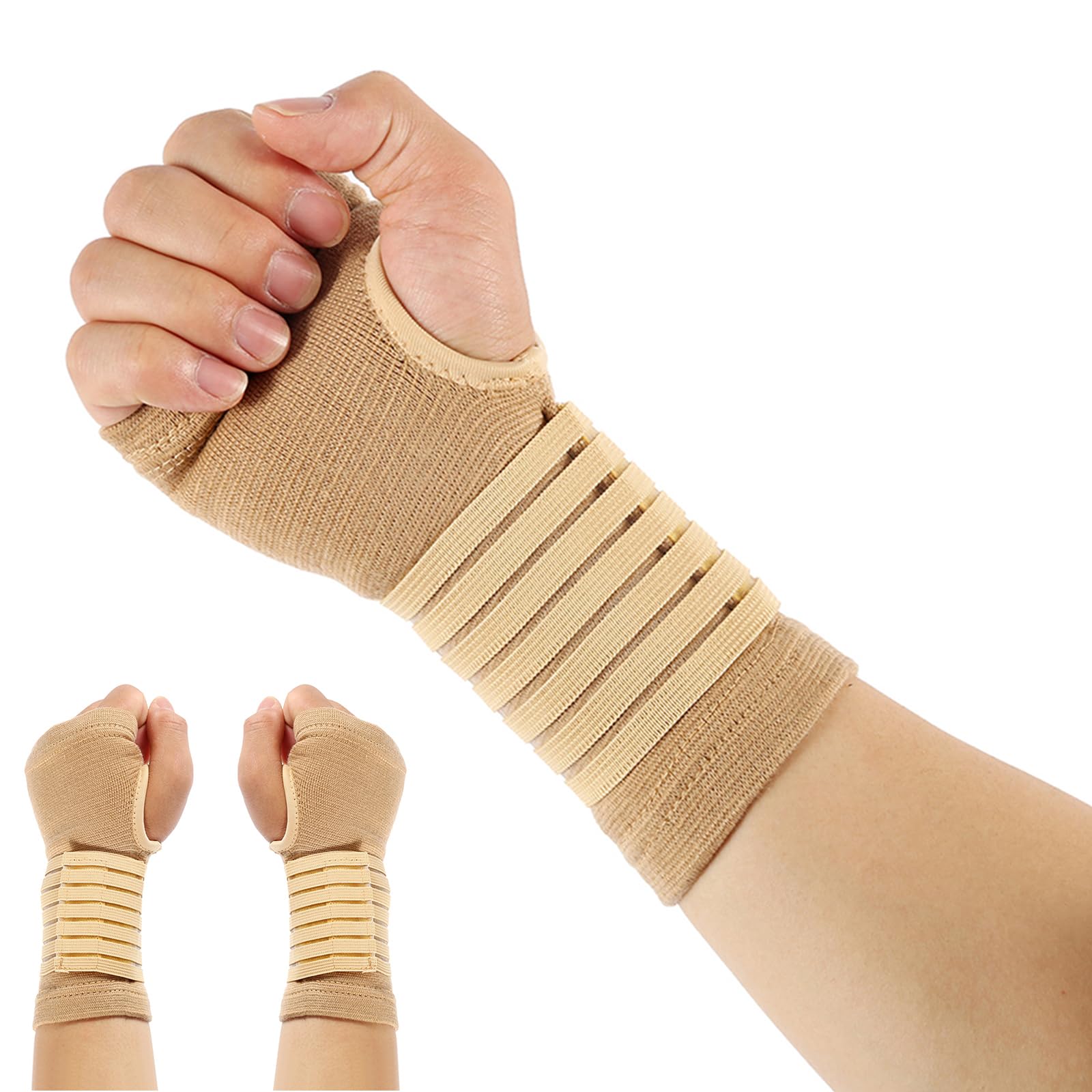 HSHGZSR 2pcs Wrist Bandage, Wrist Support Bandage, Support Women's Wrist and Hand Sleeve, Wrist Braces, Wrist Hand Support Gloves, Elastic Wrist Support with Strap for Sprains, Injury or Sports (4)