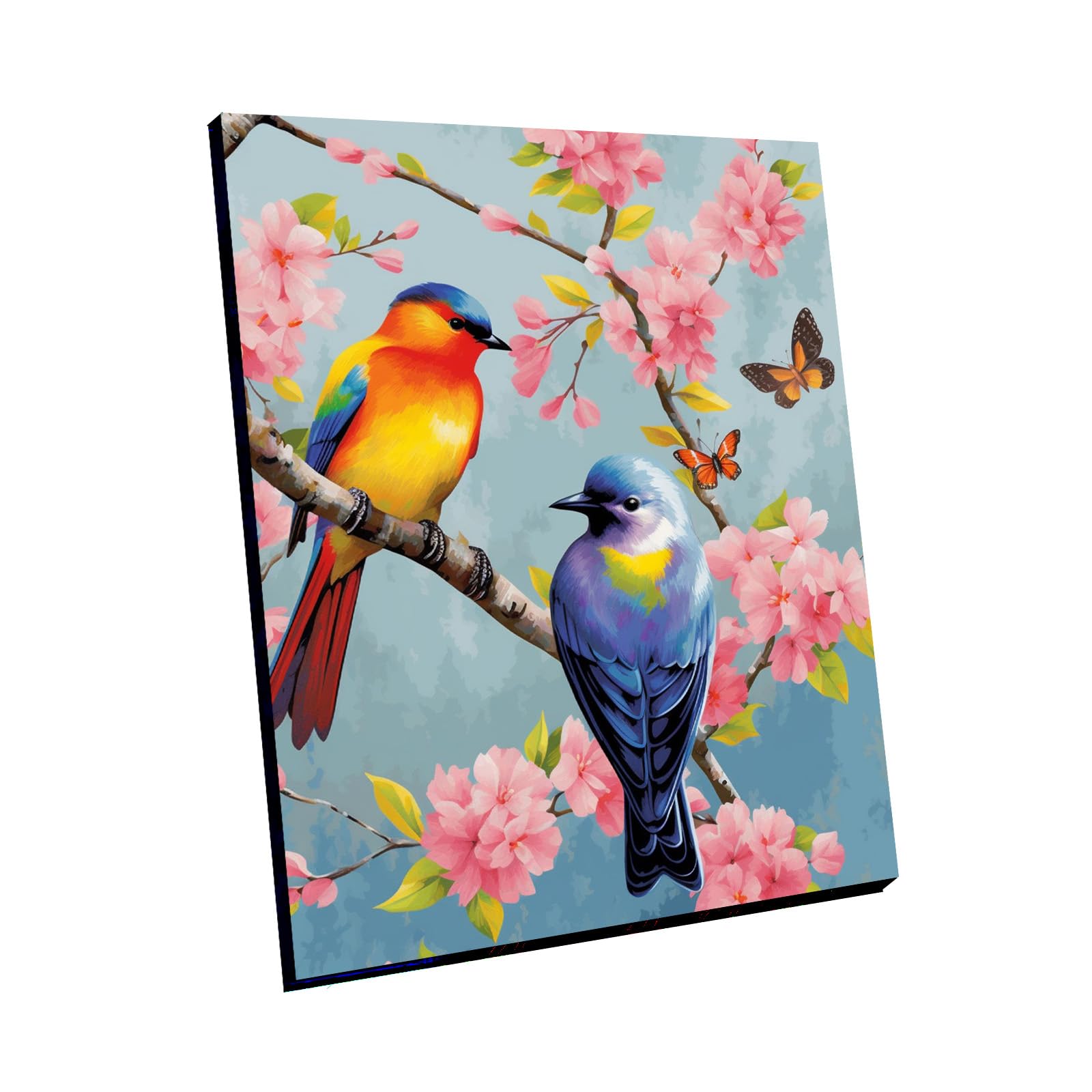 Maomaomi Wooden Framed Paint by Numbers DIY Acrylic Painting Kit for Kids & Adults Beginner – 16" Wx12 L Inseparable King Bird Pattern