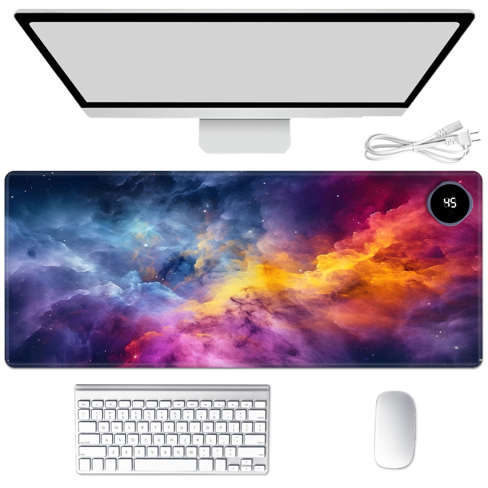 Heated Mouse Pad Hand Warmer, Warm Desk Pad Mousepad Desk Mat with 3 Levels Heating and Auto Shut Down 31.5 x 13 inch PU Leather Warmer Keyboard Mat