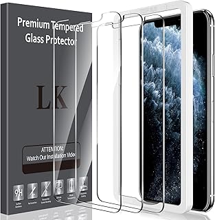 LK 3 Pack Design for iPhone 11 Pro Max/iPhone Xs Max Screen Protector 6.5 inch Tempered Glass, Alignment Frame Easy Installation, 3D Touch,Case Friendly