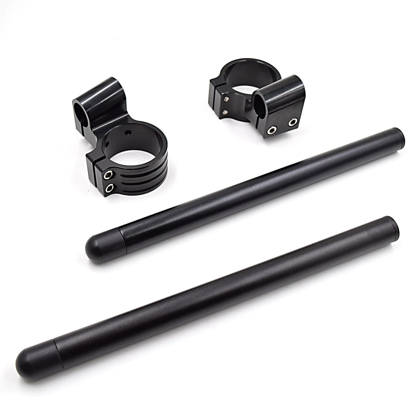 CNC Aluminum Φ 50mm Clip ons Handlebar replacement Fit for Universal Fork diameter 50mm cafe Racer handlebars Tilt Angle 8° bars Φ 7/8",50 mm Clip on Assembly Black