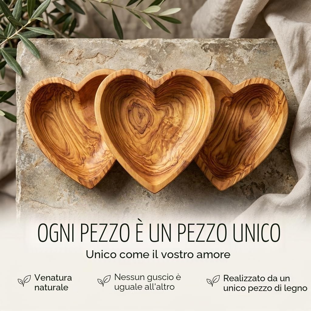 Cuscino per anelli matrimonio in legno d'ulivo, personalizzato – Ciotola in legno fatto a mano a forma di cuore