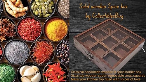 Miniatura 2 de collectiblesBuy An Exclusive Handicraft - Caja de especias de madera de diseño artesanal para cocina y comedor, 9 cajas de almacenamiento de