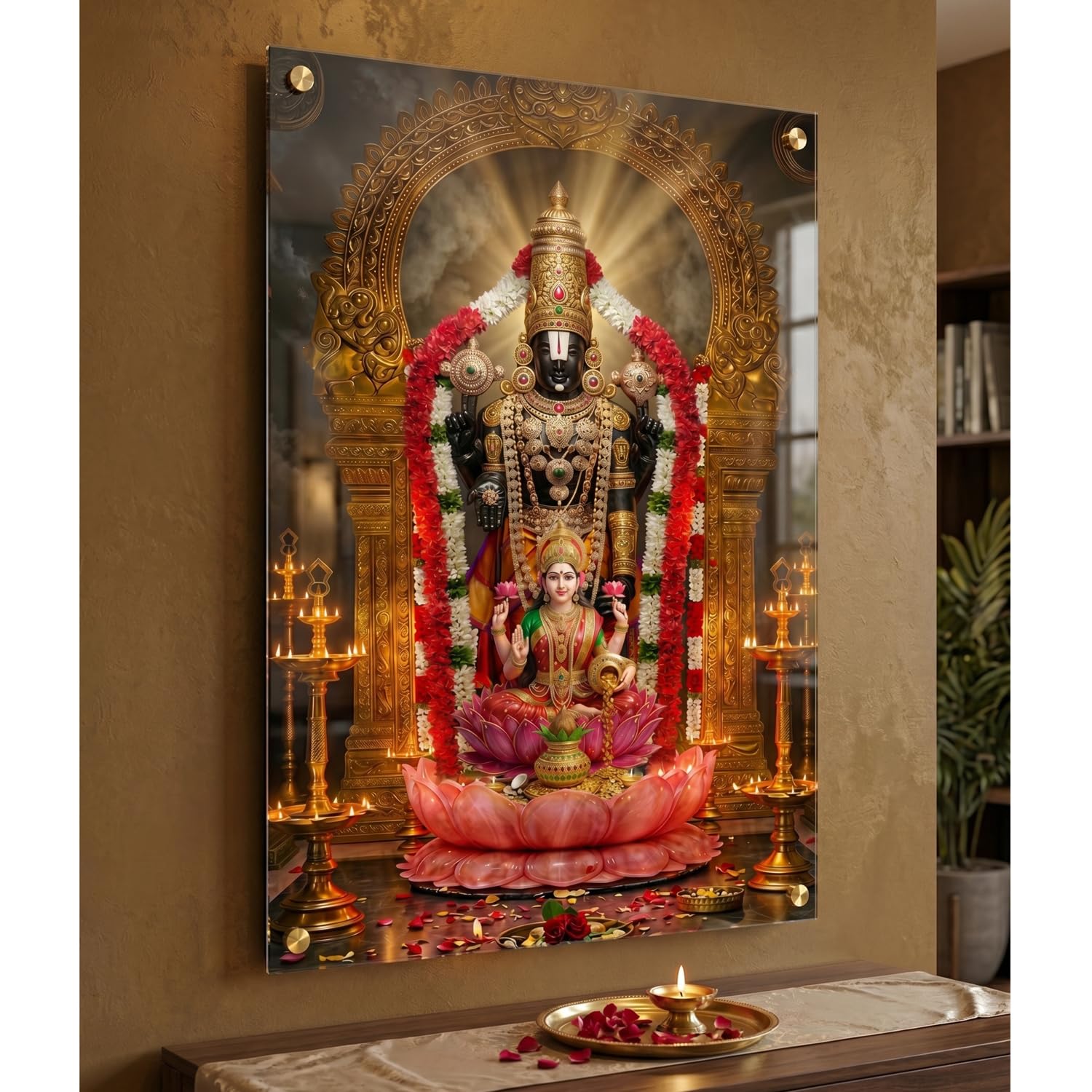 The Hanging Story Tirupati Balaji Lakshmi Ji Acrylic Wall Painting for Living Room Bedroom Home Decor | Lord Venkateswara Photo for Wall Decoration, 4MM Acrylic (24x36 inch)-picture-19