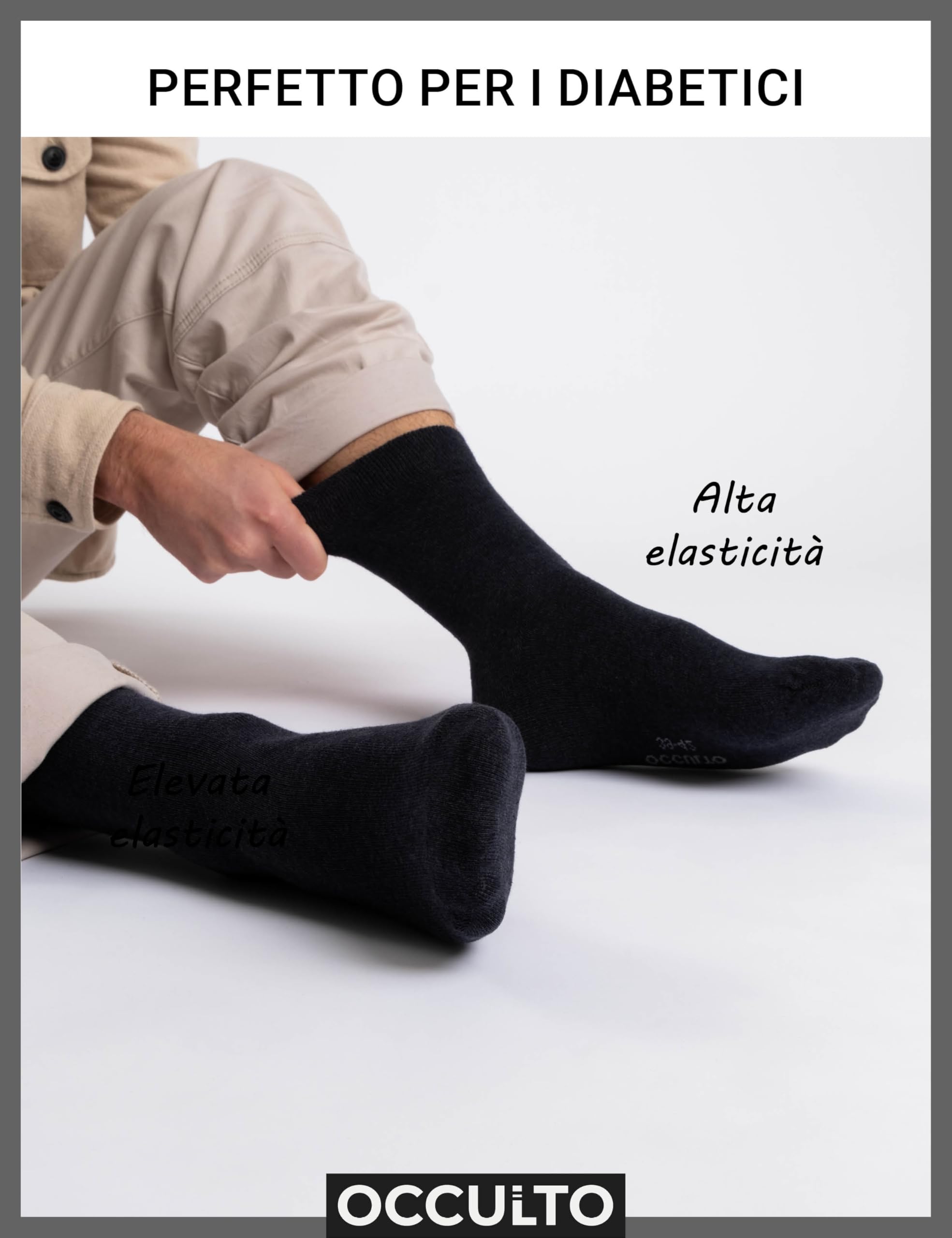 Occulto calzini uomo senza elastico senza cucitura pacco da 10 (modello: Goetz), calzini sanitari per diabetici