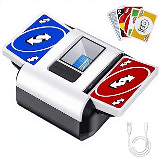 Automatischer Kartenmischer 1-2 Deck, Automatischer Mischmaschine Karten, Wiederaufladbarer Kartenmischer mit Dual-Modi, Card Shuffler für UNO, Poker, Texas Hold‘em, Blackjack & Spieleabende