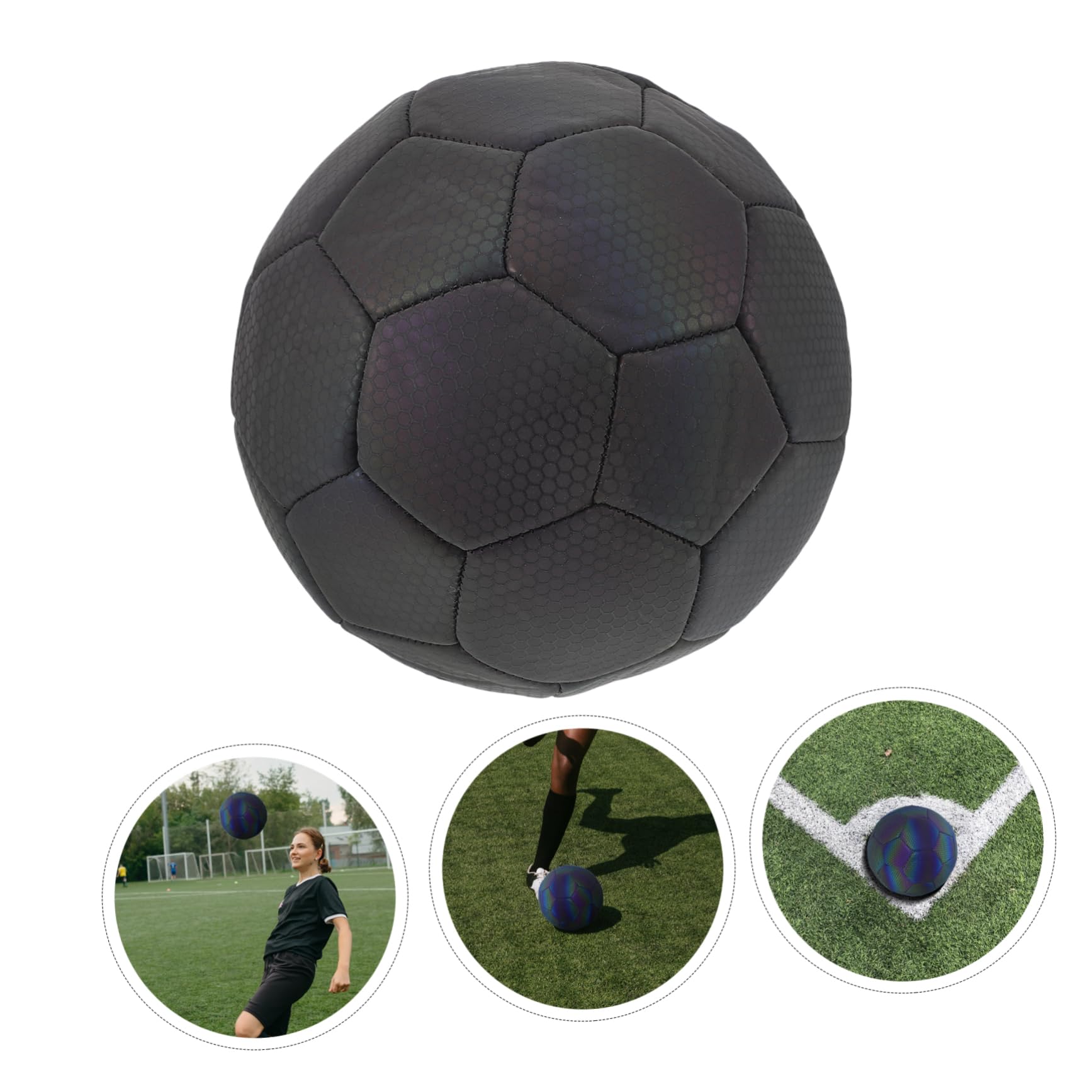 Pallone di Calcio Riflettente Olografico, in Gomma e Pelle Sintetica | Liner in Butile, Uso Versatile ad Alta Visibilità, Back To School Party, per Scuole e Partite