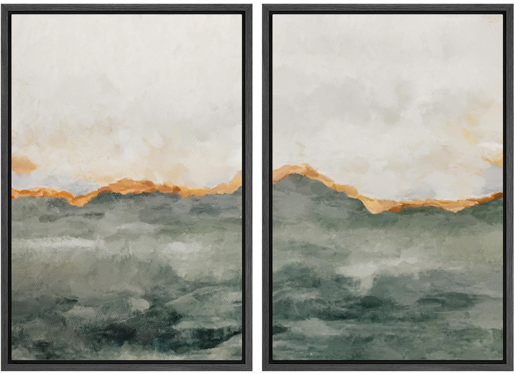 MUDECOR Framed Canvas Print Wall Art Set Watercolor Pastel Green Tan Landscape Abstract Shapes Illustrations Modern Art Decorative Contemporary for Living Room, Bedroom, Office - 16"x24"x2 Natural — view 124