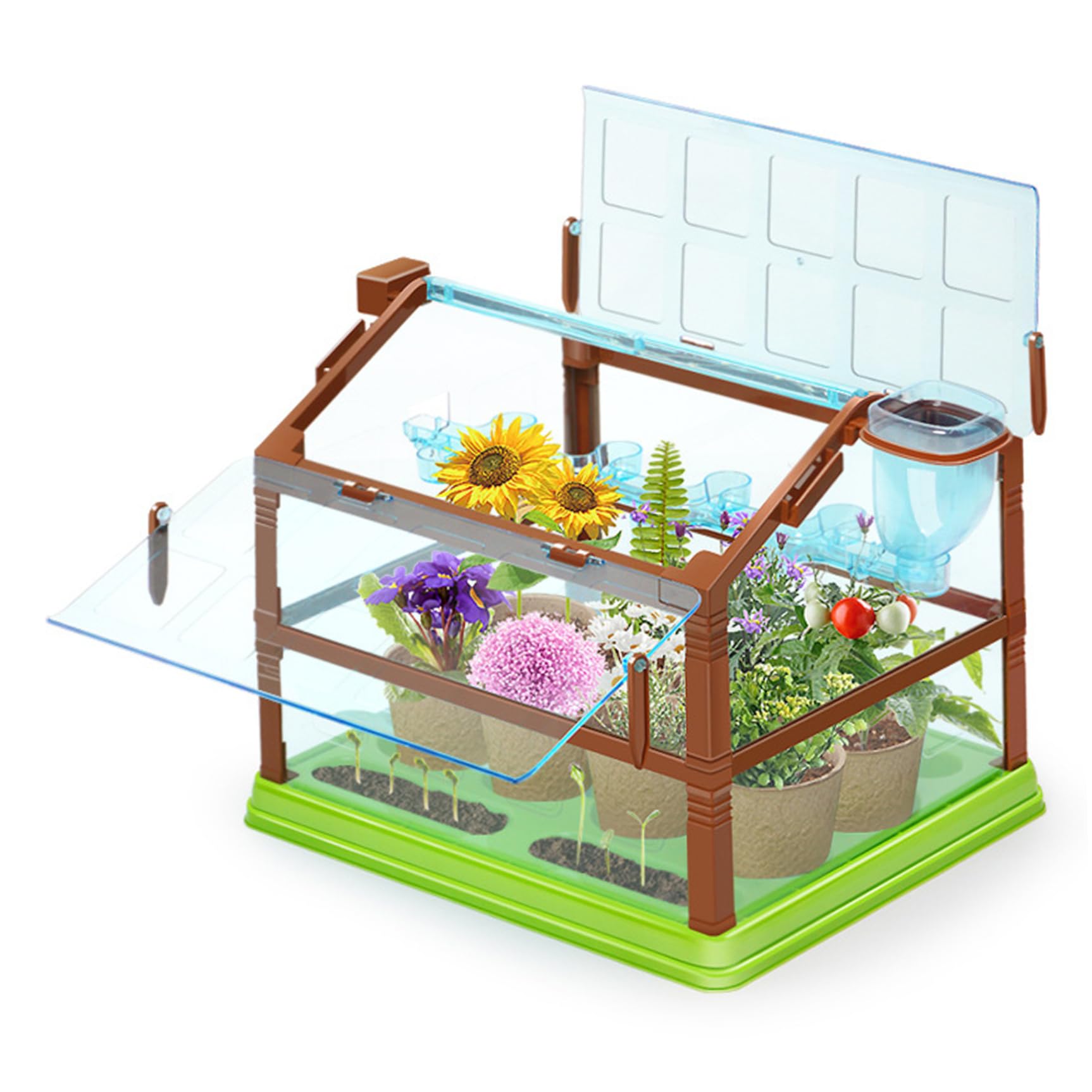 Kit de plantas para niños, kit de cultivo de plantas para niños con sistema de riego, jardinería educativa para niños y niñas, sin semillas ni tierra, doble cubierta