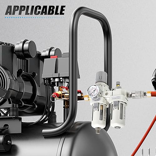 Miniatura 7 de MEANLIN Filtro de humedad para compresor de aire, filtro de línea de aire AC3010, entrada NPT de 38 pulgadas con calibre de 150 PSI e interruptor de