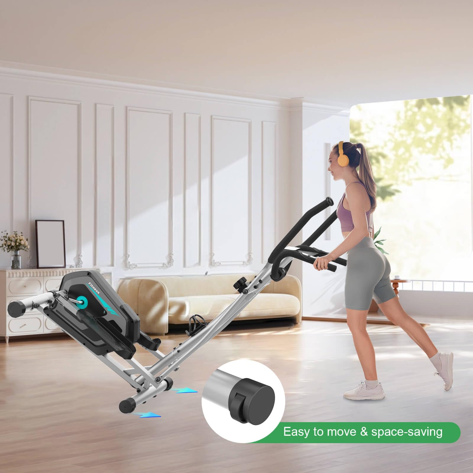 Vélo elliptique magnétique 16 niveaux résistance Bluetooth App cardio fréquence cardiaque LCD moniteur capacité 130 kg