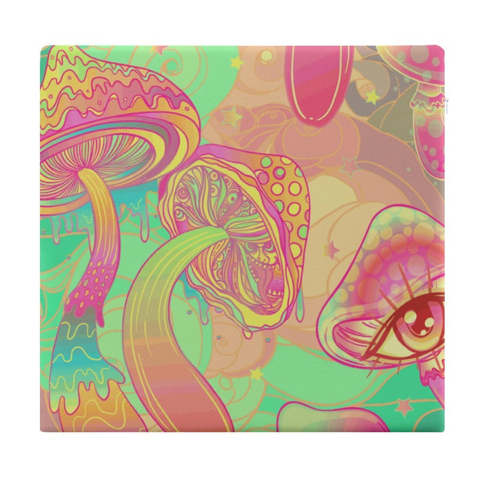 JZemdybill Chair Pad, Trippy Mushroom Seat Pad, Square Chair Cushion for Yoga Living Room Balcony