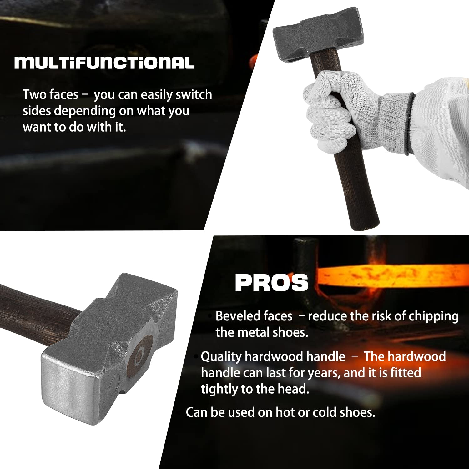 Martillo de forja cuadrado para herrero herrero