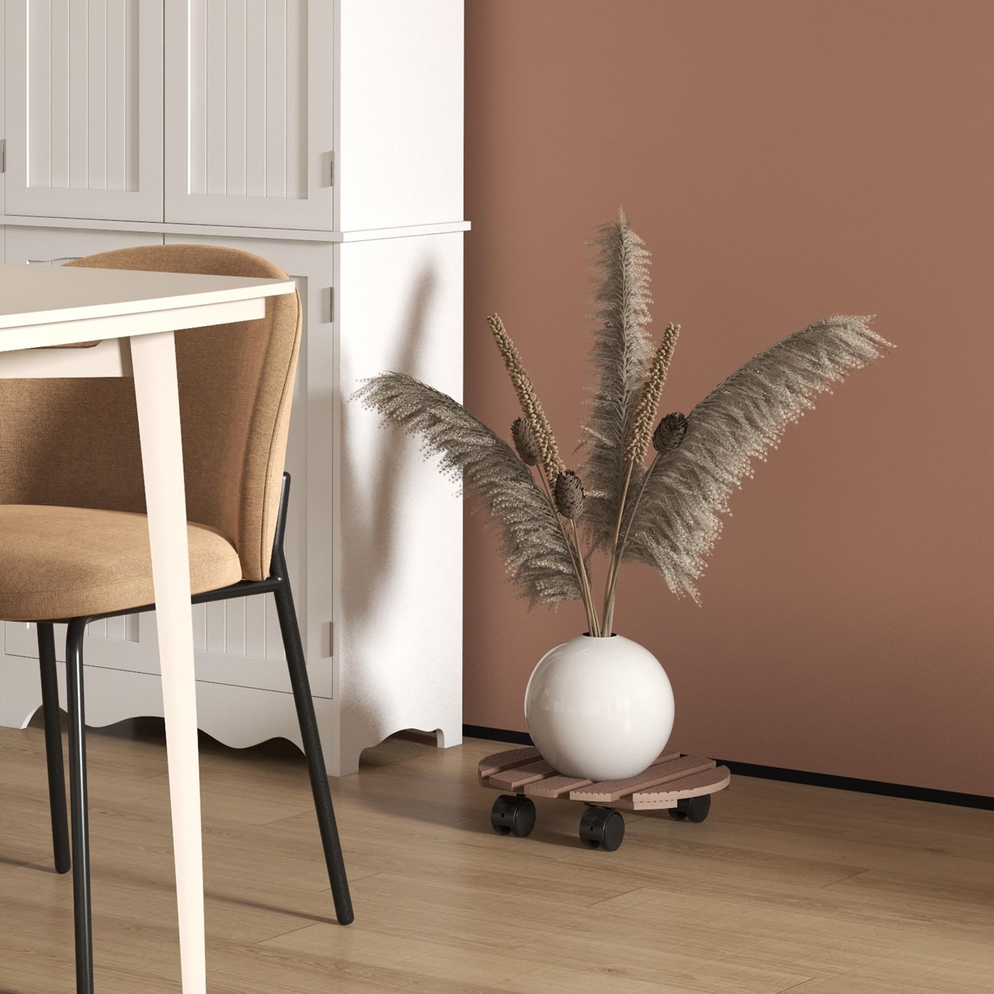 Outsunny Lot de 4 Supports Ronds pour Plantes, Porte Plante à roulettes | Support pour Pot de Fleurs, pour Intérieur et Extérieur