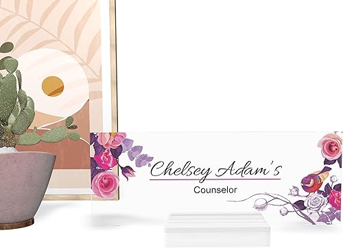 Placa de nombre de escritorio personalizada placa de escritorio placa de oficina flor oficina accesorios de escritorio placa de nombre