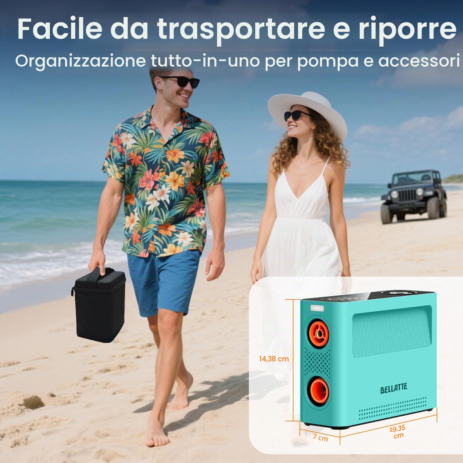 Pompa Elettrica SUP 150PSI, Ricaricabile Batteria &12V DC Gonfiatore Portatile Compressore Aria, Gonfiaggio Sgonfiaggio Auto-Off, Elettrico Pompa per Tavole da Paddle, Kayak, Ali, Vento, Pneus
