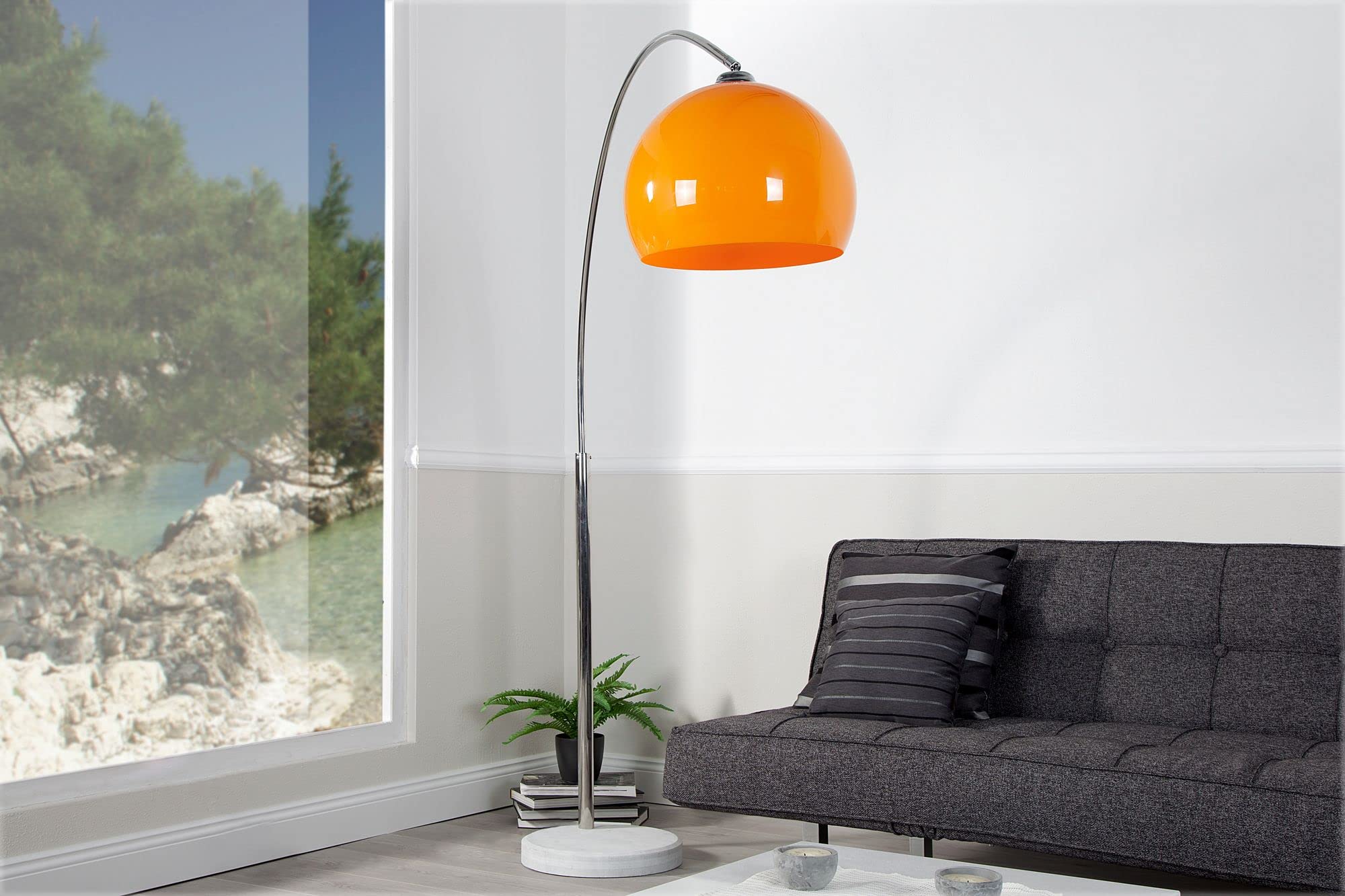 Lampa retro oświetlenie 175 cm z regulacją wysokości ruchome lampa stojąca chrom pomarańczowy biały salon