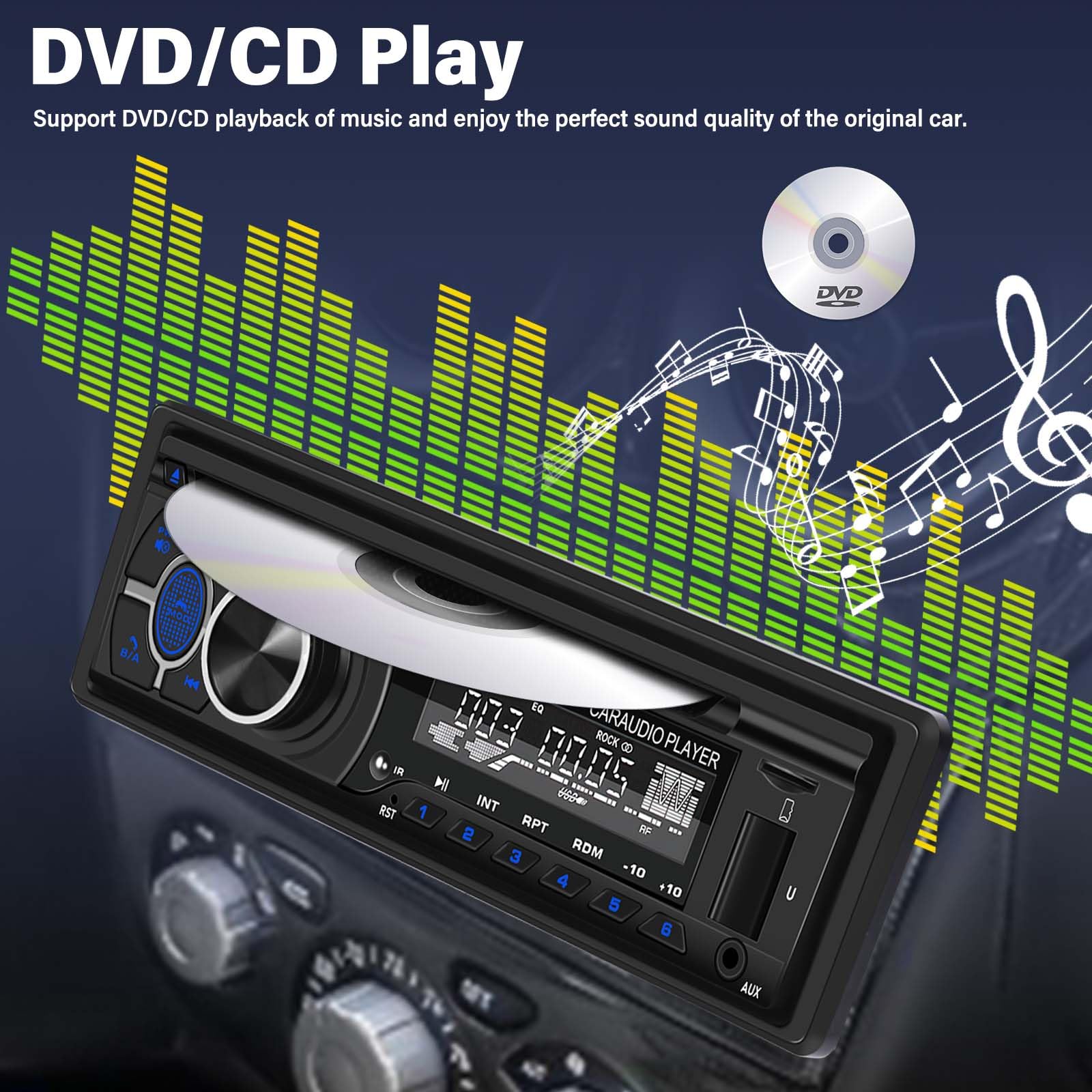 Amazon.com: Bluetooth 5.1 Audio Single Din Car Stereo with DVD CD