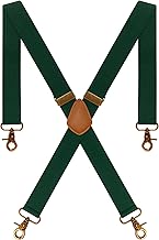 Vintage Braces for Men with 4 Snap Hook-Clips, Men Braces for Trousers Heavy Duty X Shape Adjustable Elastic Suspenders