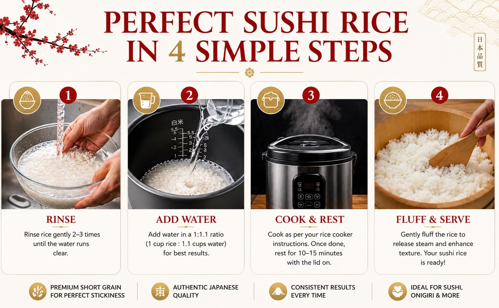 NOTTACIA Japanese Sushi Rice, 1kg 4