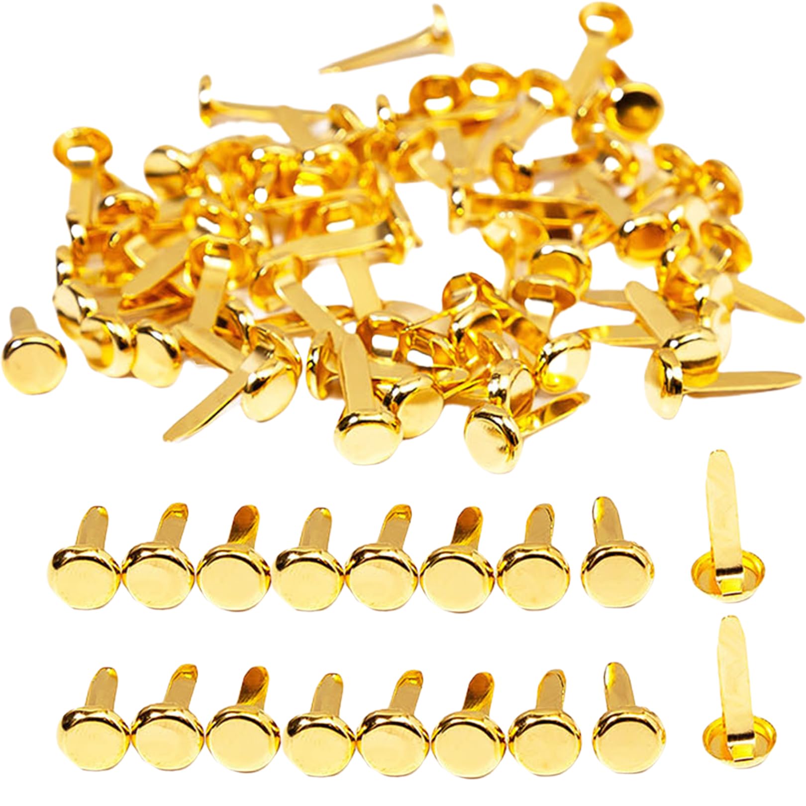 100 Stück Goldene Musterbeutelklammern,Briefklammern,Klammern Metall Rundkopfklammern,Brads Musterklammern für Scrapbooking,Bastelklammern,Büro,Schule,Papier Verschlüsse und Handwerk DIY Projekte