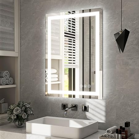 24x32 Inch LED Bathroom Mirror with Anti Fog & Memory Function Dual Lighting.