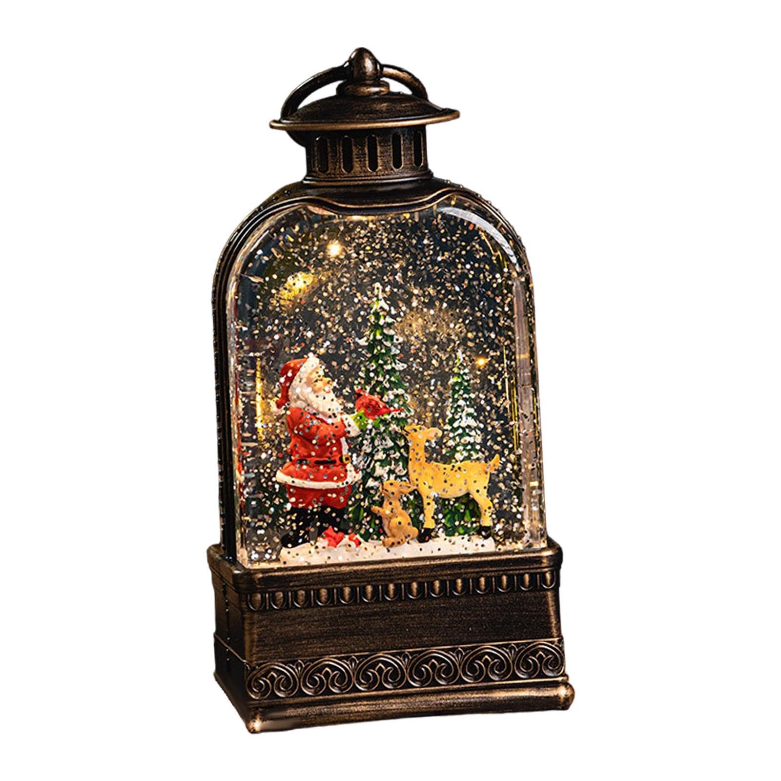 LIXSAZSE Christmas Lantern Ornament With LED Snowflake Light Battery Powered Desk Lamp For Festival Decor Christmas Lantern Light Flicker Snowflake Is, Santa Claus, 13.5x8x27.5cm