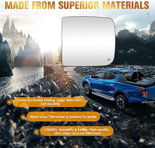 Miniatura 6 de Espejo calefactable para el lado izquierdo del conductor para Dodge Ram 1500 2009-2019, 2010-19, 2500, 3500, 4500, 5500, 68286843AA 68067727AA, solo