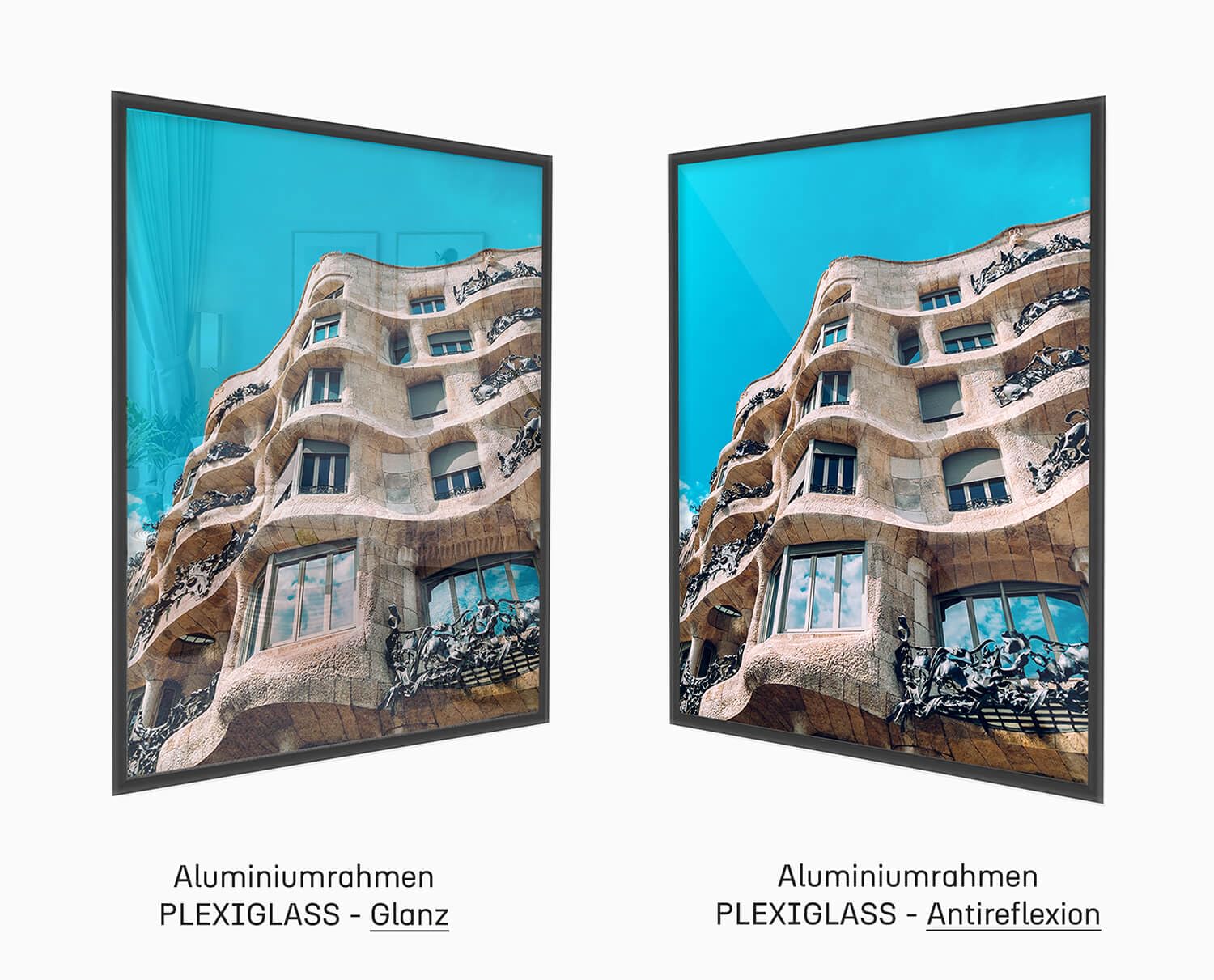 Alu Bilderrahmen 60x80cm Plakatrahmen, Alurahmen mit Plexi-Antireflex Rahmen aus Aluminium für Bilder Poster Fotos und für Puzzle, Posterrahmen - Fotorahmen, Anthrazit