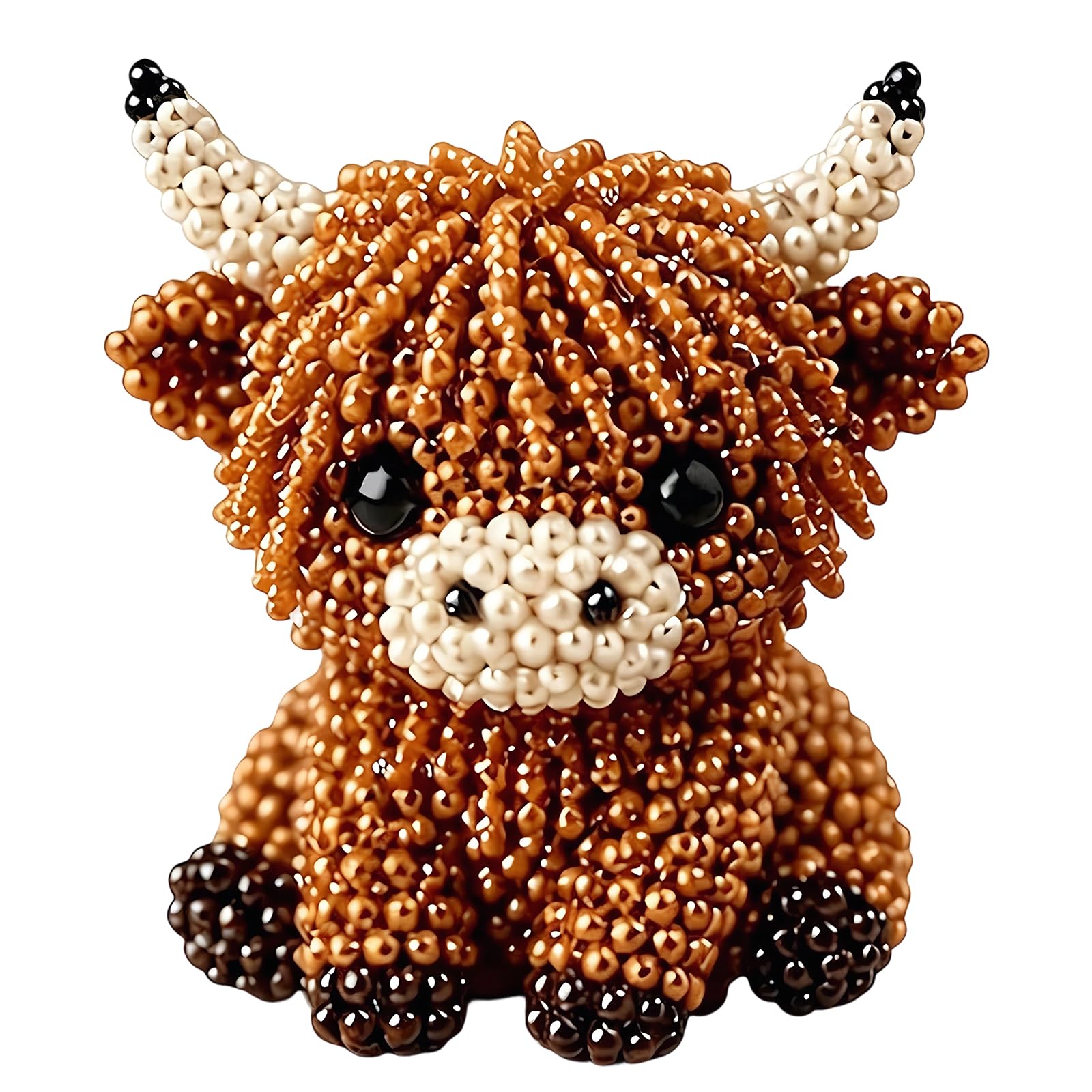 Tiny 3D Beaded Animal DIY Kit Adults Beading Highland Cow Making Kit