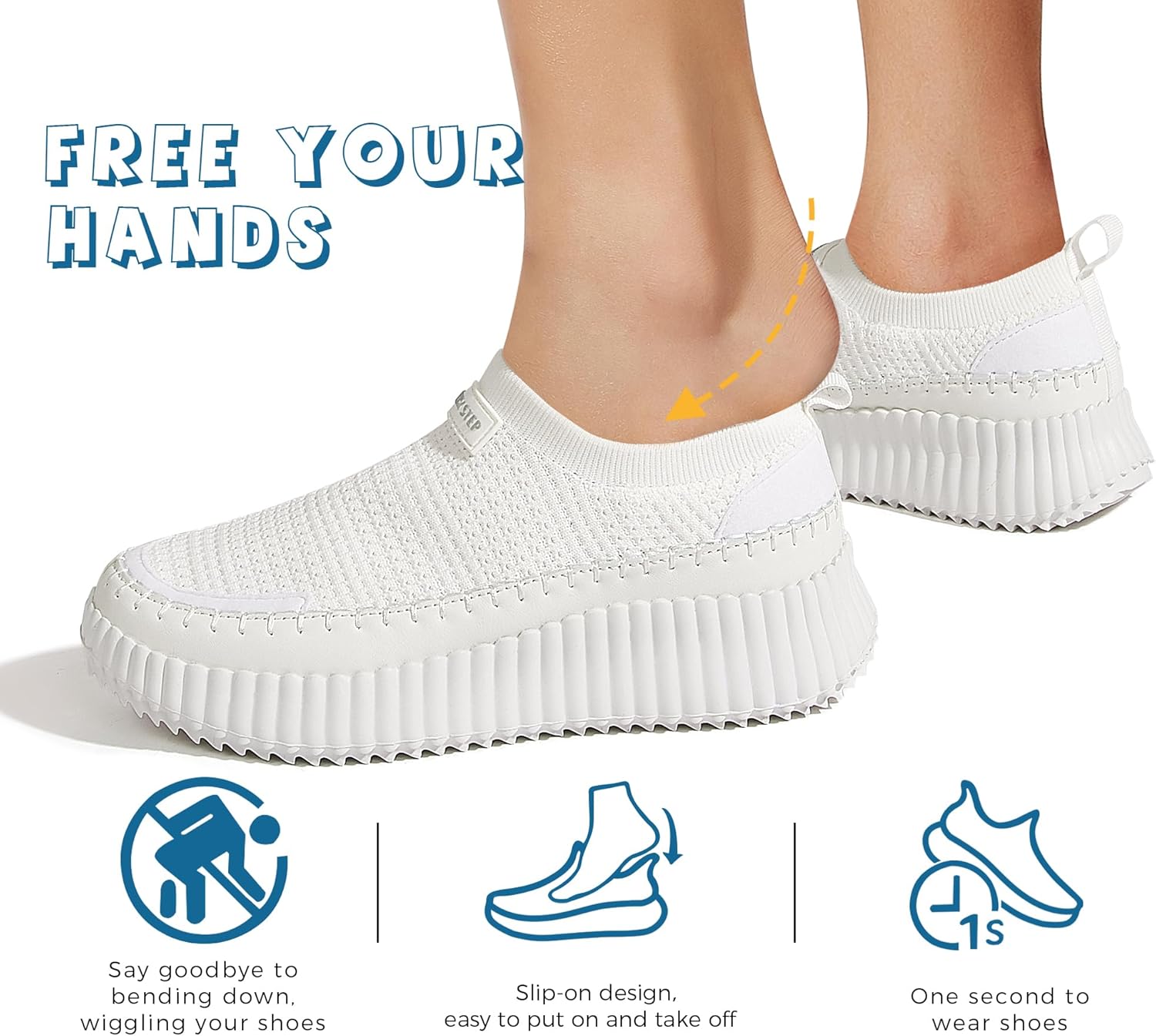 LUCKY STEP Platform Sneakers for Women Slip on Knit Chunky Fashion Casual Retro Braided Tennis Lightweight Walking Shoes - Image 6