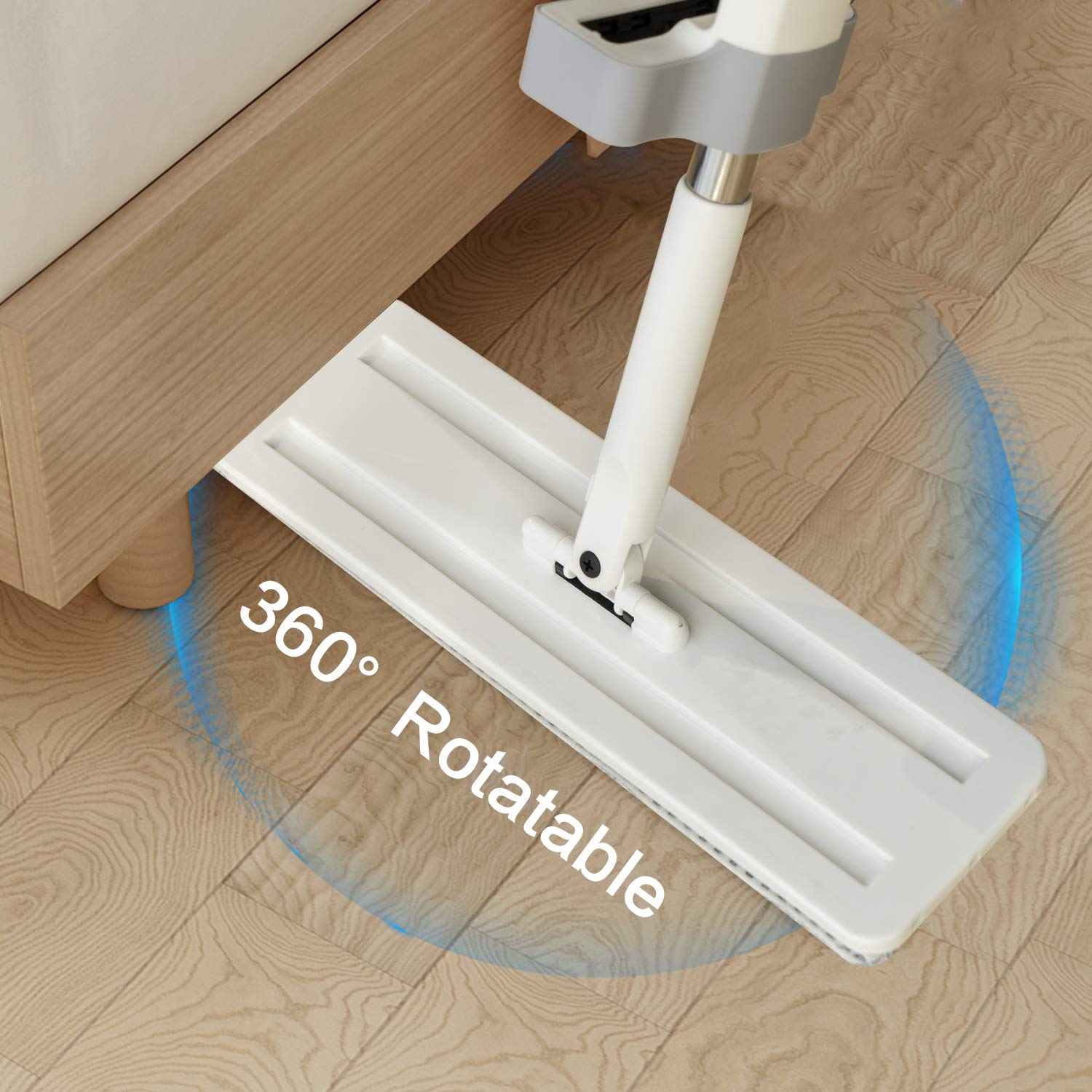 EZ SPARES Mopa de microfibra autoescurrida para limpieza de suelos, fregona de microfibra 360 manos libres, con 3 almohadillas para fregona, para suelos de madera dura y ventanas