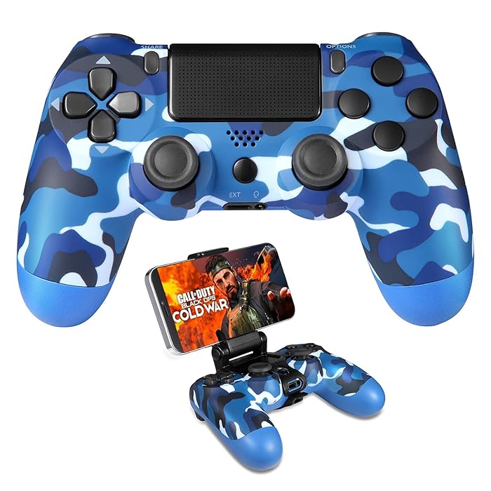 Buy PS4 Controller Blue Camo PS4 Wireless Controller with Clip Mount