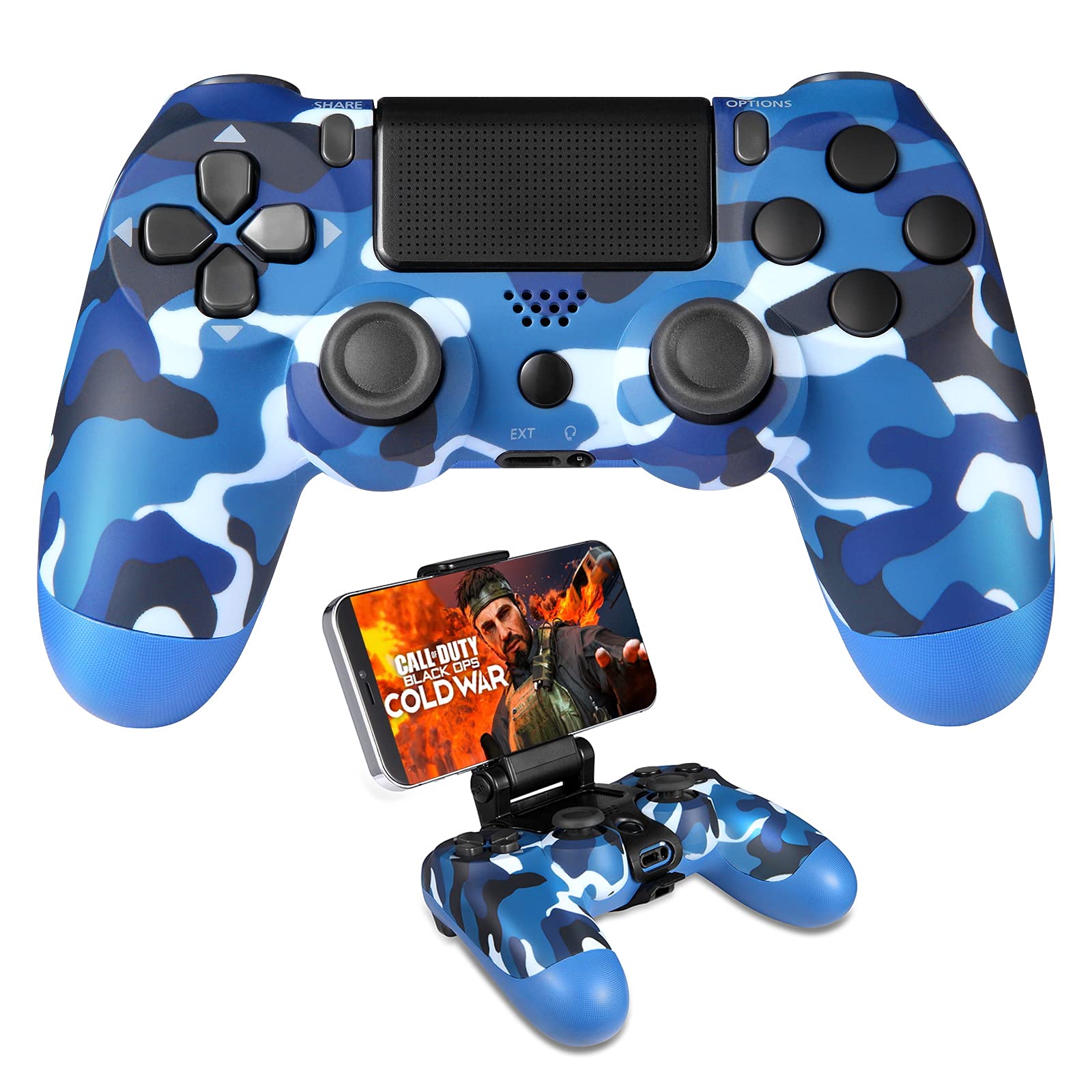 Buy PS4 Controller Blue Camo PS4 Wireless Controller with Clip 1000mAh