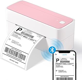 Omezizy Bluetooth Shipping Label Printer, Pink Thermal Label Printer 4x6, Wireless Label Printer - Compatible with Royal Mail, eBay, Esty, Shopify, Amazon,Hermes, Parcel2Go, UPS